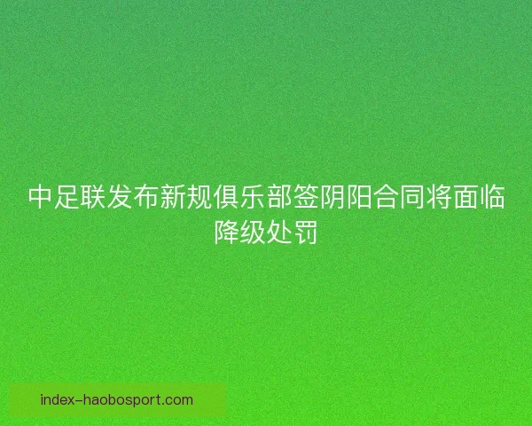 中足联发布新规俱乐部签阴阳合同将面临降级处罚